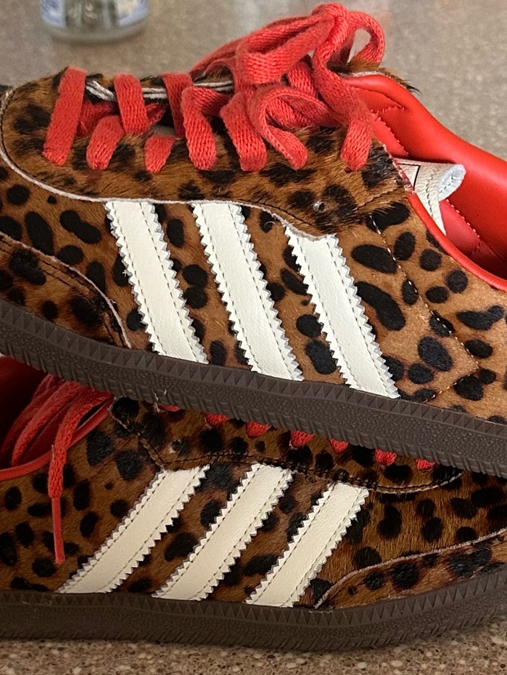 Adidas Leopard Print Samba Sneakers with Red Laces Size 10 women’s - Picture 3 of 8